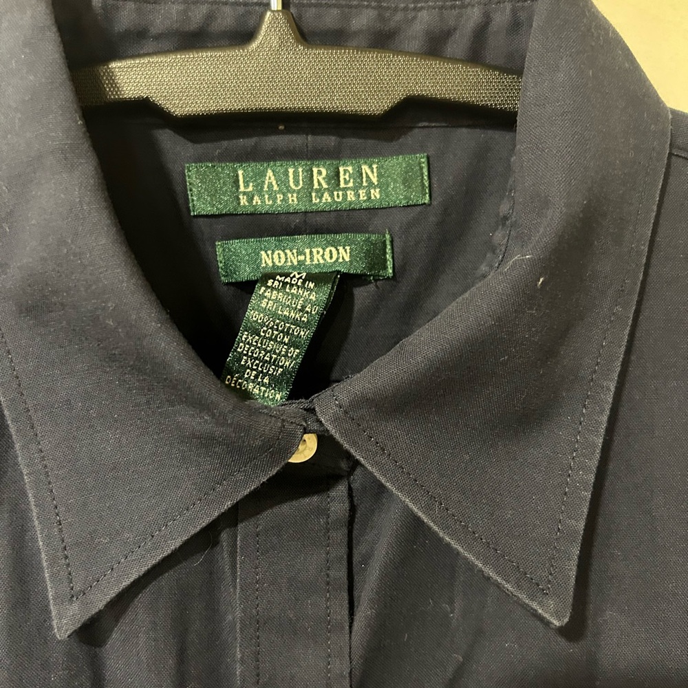 Lauren Ralph Lauren Black Non-Iron Collared Button-Up Shirt